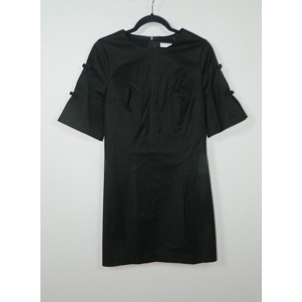 Trina‎ Turk Dress Size 6 Black Mini with Bows Sleeve LBD Classic